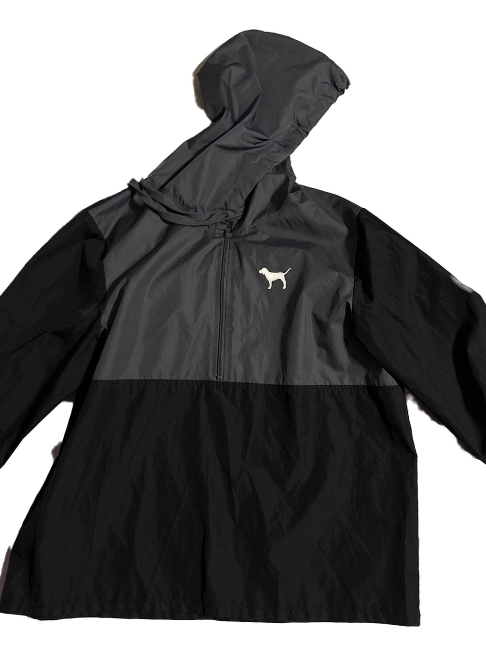 PINK Victoria's Secret Black & Gray Hooded Raincoat